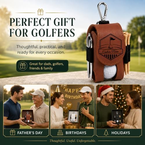 CRME Personalized Leather Golf Ball Pouch Bag - Image 7