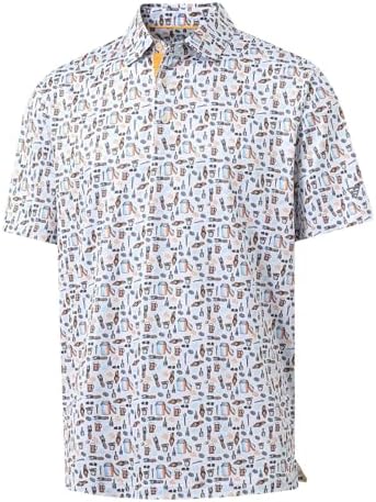M MAELREG Mens Golf Shirt Short Sleeve Dry Fit Print Moisture Wicking by MAELREG