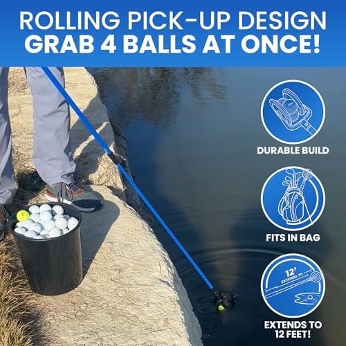 Golf Ball Retriever | Telescopic 12ft Golf Ball Recovery Tool | Rolling - Image 2