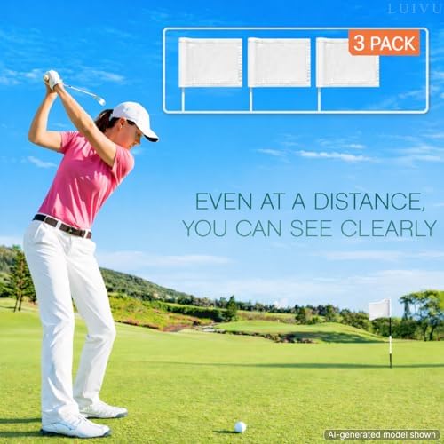 Set 3X Single Sided 8x6 Inch Solid White Golf Polyester Flag - Image 6