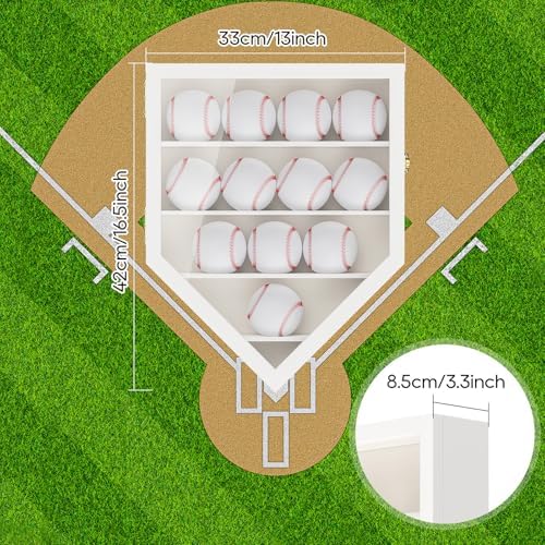 TJ.MOREE 12 Balls Baseball Display Case Wall-Mounted, Durable Wood - Image 4