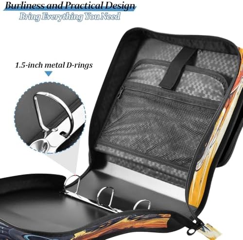 Zipper Binder Bag 3 Ring File Folder Portfolio Organizer Zippered Binder Bags - Image 7