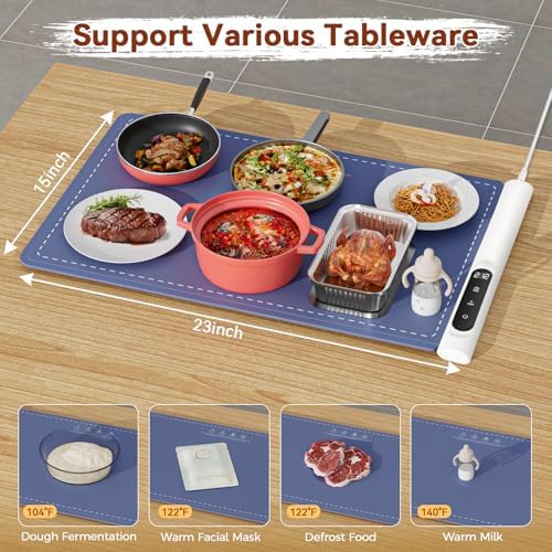Newise Warming Mat for Food, Electric Warming Tray, 6 Temp - Image 5