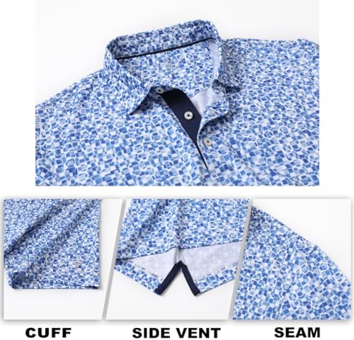 M MAELREG Mens Golf Shirt Short Sleeve Dry Fit Print Moisture Wicking - Image 5