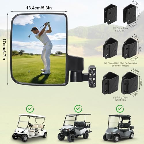 Golf Cart Folding Mirrors, No Drilling Side Rear View Mirrors - Image 5