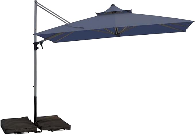 Patio Umbrella, Rectangle Outdoor Cantilever Umbrella, Aluminum Offset Umbrella by GALAXARMOR