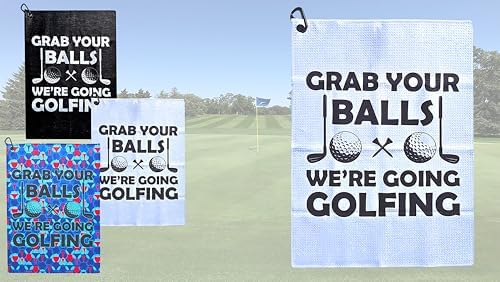 Funny Golf Towel Grab Your Balls We're Going Golfing Microfiber by ScaleWearDesign