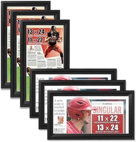 JupDec 11 × 22 Up to 13 × 24 Newspaper Frame, Premium Wood Display Case by JupDec