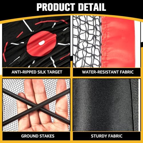 10x7ft Golf Practice Net with Chipping Target, Foldable Mat, 8 Tees & 6 Balls – - Image 5