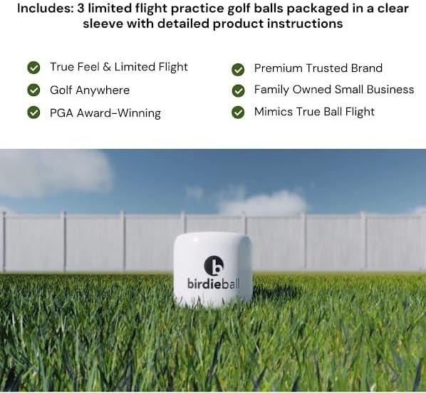 BirdieBall 3 Pack Practice Golf Balls, Limited-Flight, Real Spin & Feel - Image 2