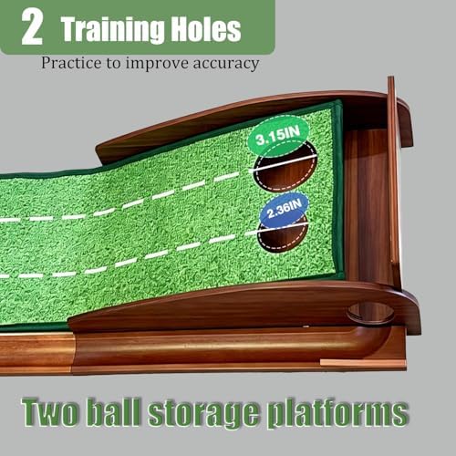 Portable Golf Putting Mat with Auto Ball Return, Wood Base, Indoor Practice - Image 5