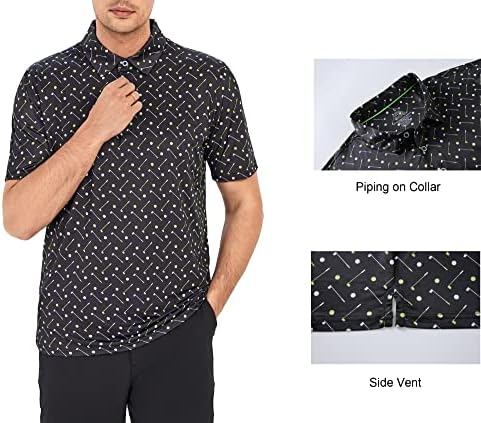 Alex Vando Mens Golf Shirt Moisture Wicking Print Performance Polo Shirt - Image 3