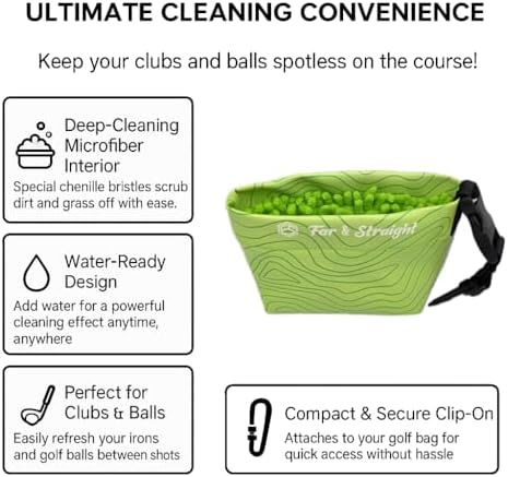 FAR&STRAIGHT Golf Club & Ball Cleaning Pouch – Soft Microfiber Interior - Image 2
