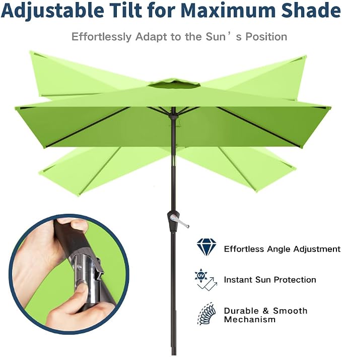 6.5' x 10' Rectangular Patio Umbrella Large Outdoor Market Umbrella w/UV - Image 2