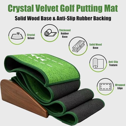 Portable Golf Putting Mat with Auto Ball Return, Wood Base, Indoor Practice - Image 2