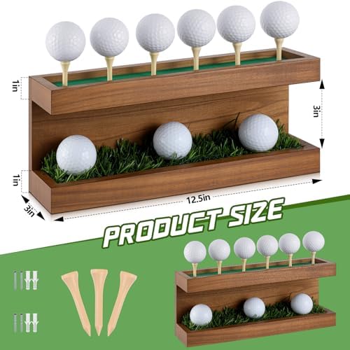 Menkxi Rustic Wood Golf Ball Holder Display Stand - Image 2