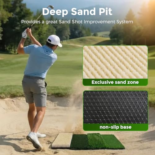 4-in-1 Foldable Heavy-Duty Golf Hitting Mat, Sand & Tee Turf, Anti-Slip - Image 3