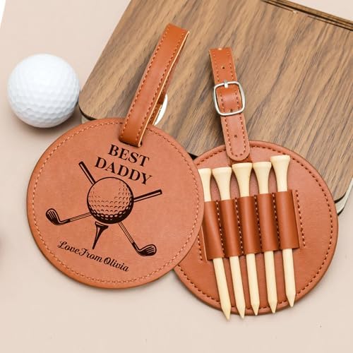 EDSG Personalized Leather Golf Tee Holder Bag Tag - Image 3