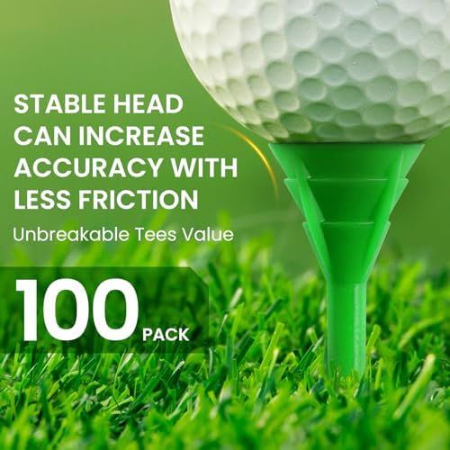 FINGER TEN Unbreakable Golf Tees Plastic 3 1/4 inch 50/100 Pack - Image 2