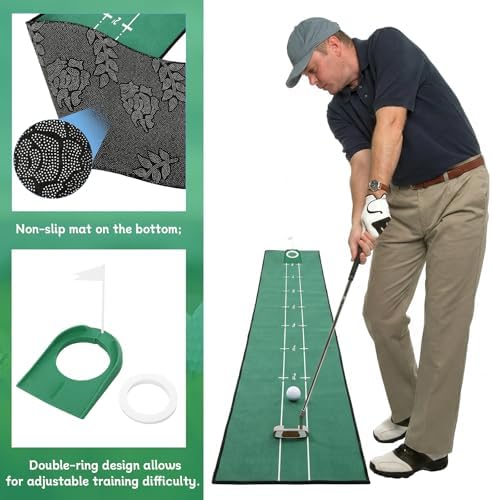 Foilswirl 11 Inch Golf Putting Mat, 1/2 Pcs Training Aid - Image 2