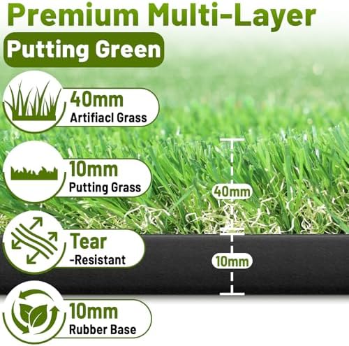 Bearwill Golf Putting Green, 5 x 10ft Golf Practice Putting Mat - Image 2