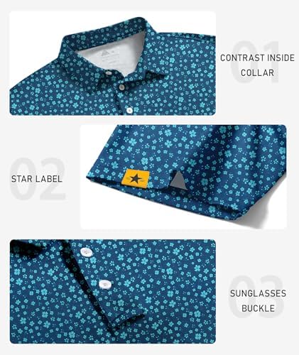 ZITY Mens Golf Polo Shirts Short Sleeve UPF 50+ Moisture Wicking Tshirt - Image 3
