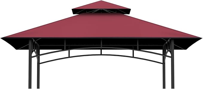 5x8Ft Grill Gazebo Replacement Top, Burgundy Canopy Top Cover Only | by COVBOARD