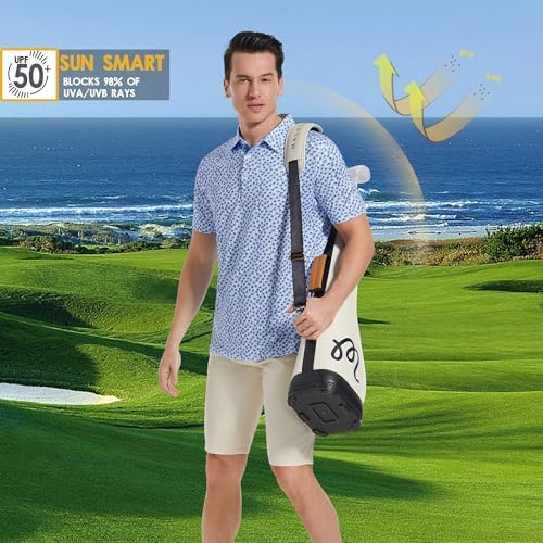 Mens Golf Shirt Short Sleeve Dry Fit Print Moisture Wicking Performance - Image 2
