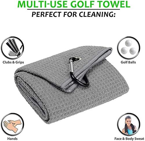 Golf Towel & Groove Cleaner Brush Kit, Tri-Fold Microfiber Waffle - Image 2