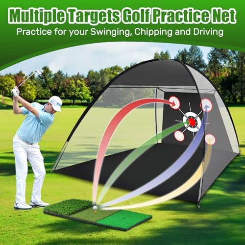 Golf Net with Practice Mat, Golf Hitting Aid Nets 10x7FT - Image 2