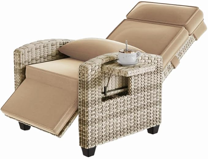 GarveeLife Outdoor Recliner Chair, PE Wicker Lounge Chair - Image 3