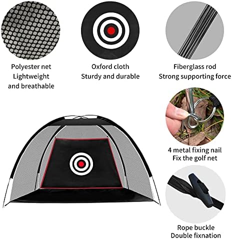 Black Golf Practice Set With Net, Hitting Mat, Target Cloth and Carrying Bag - Image 3