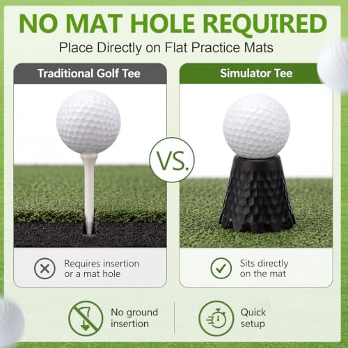 Foilswirl Golf Simulator Tees, 8 Fixed Heights Indoor Golf Mat Tees - Image 3