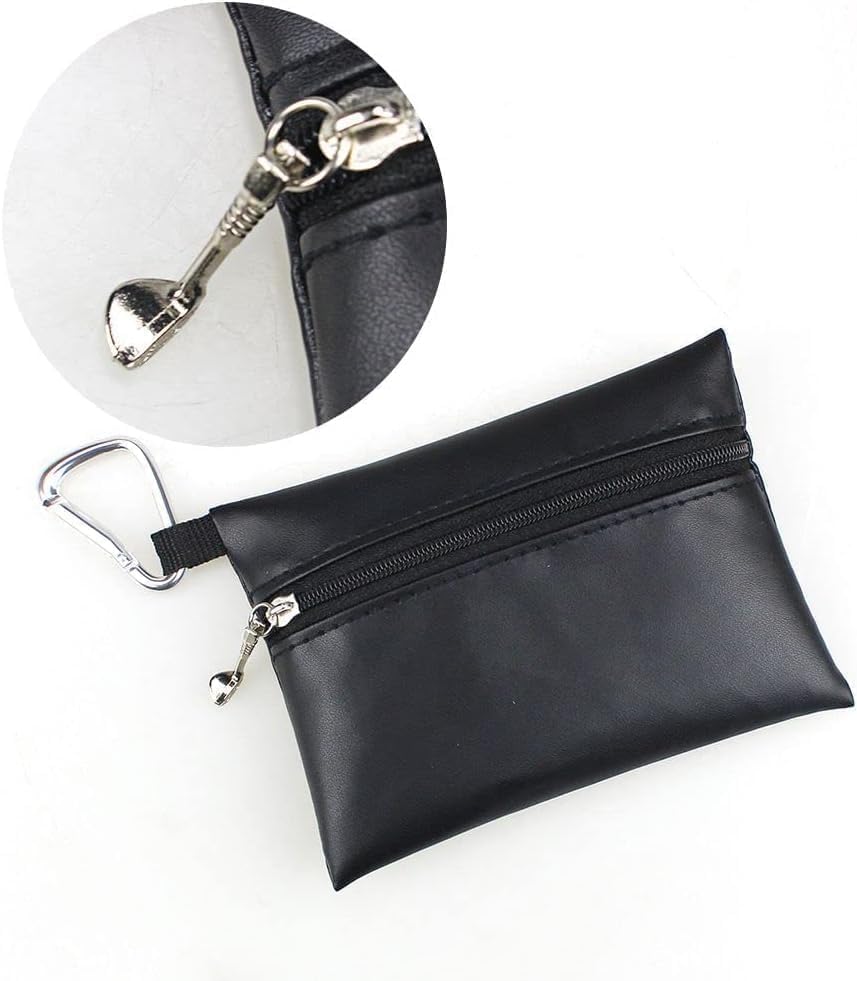 2 Pcs Black Mini Golf Tee Pouch Bag, Golf Ball Tee Storage Bag Leather Golf - Image 5