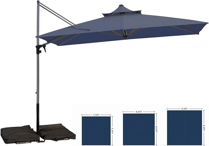 Patio Umbrella, Rectangle Outdoor Cantilever Umbrella, Aluminum Offset Umbrella - Image 5