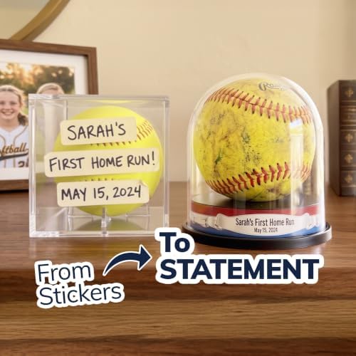 First Home Run Softball Display Case, Trophy Holder, Custom Label - Image 3