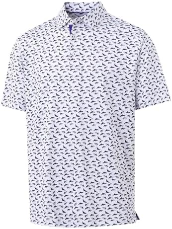 M MAELREG Mens Golf Shirt Short Sleeve Dry Fit Print Moisture Wicking by MAELREG