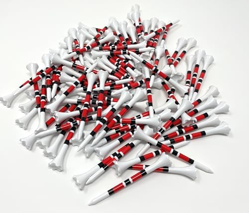 NorthPointe 3 ¼” Golf Tees Plastic – White w/Red or Green Stripes - Image 3