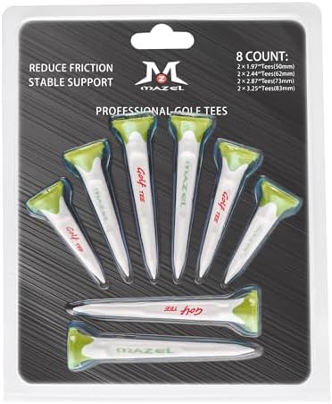 MAZEL Plastic Golf Tees 8 Pack｜Excellent Durability and Stability Plastic Tees by MAZEL