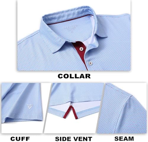 M MAELREG Mens Golf Shirt Short Sleeve Dry Fit Print Moisture Wicking - Image 5