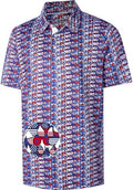 Mens Golf Shirt Short Sleeve Dry Fit Print Moisture Wicking Performance by FTFENTENG