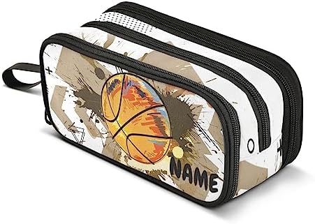 ZAZYXTJ Custom Personalized Basketball Large Capacity Pencil Case 3 Compartment by ZAZYXTJ