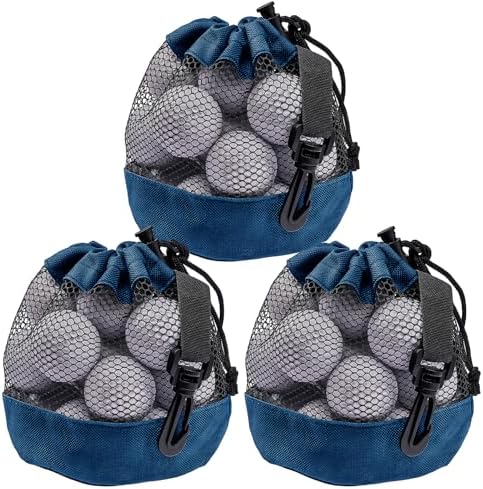 3PCS Golf Ball Bags with Drawstring, Nylon Mesh Bag by Unknown