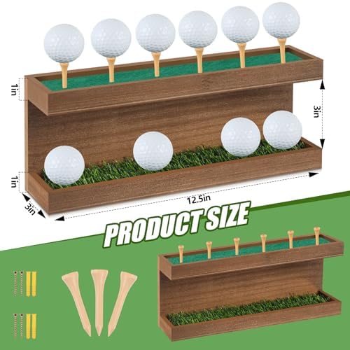 Menkxi Rustic Wood Golf Ball Holder Display Stand - Image 2