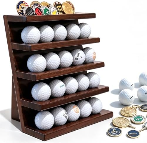100% Solid Cypress Wood Golf Ball Display Case by Unknown