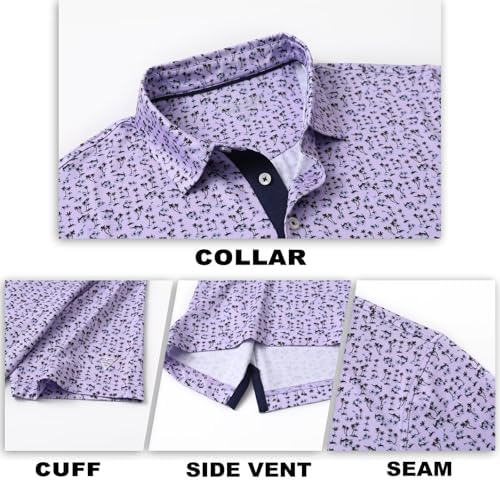 M MAELREG Mens Golf Shirt Short Sleeve Dry Fit Print Moisture Wicking - Image 6