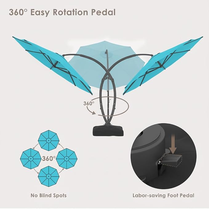 11FT All Aluminum Cantilever Patio Umbrella - Image 4