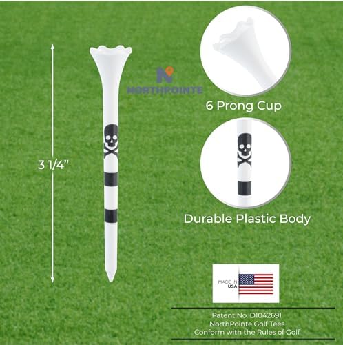 NorthPointe Skull and Crossbones Golf Tees Plastic 3 1/4-100 Tees in Bulk - Image 3