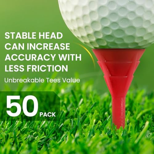 FINGER TEN Unbreakable Golf Tees Plastic 3 1/4 inch 50/100 Pack - Image 2