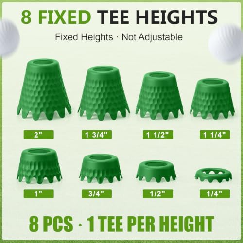 Foilswirl Golf Simulator Tees, 8 Fixed Heights Indoor Golf Mat Tees - Image 2